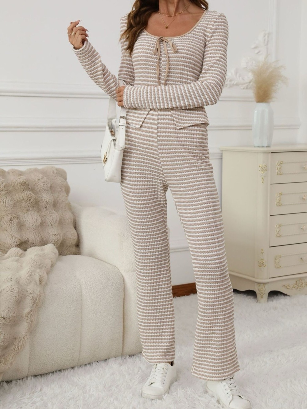 Striped Long Sleeve Top and Pants Set